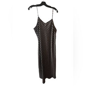 Polka Dot Black Adjustable Spaghetti Strap Maxi Dress - Size Large - A New Day